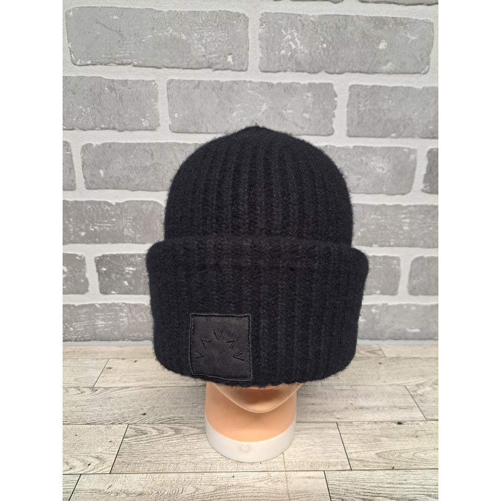 Varley Black Ribbed Knit Beanie Hat